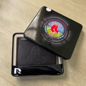 Boston Red Sox Genuine Cowhide Leather Wallet Embossed Logo w/ Gift Tin MLB Rico